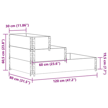 Verhoogde Plantenbak 3-Laags 120X80 Cm Massief Grenenhout Bruin