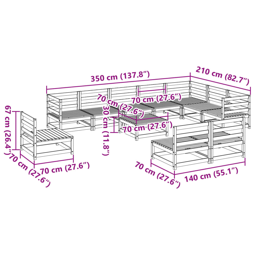 1 Loungeset Massief Grenenhout