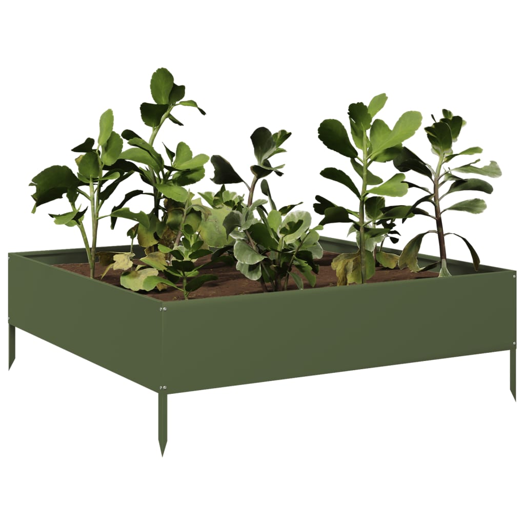 Plantenbak Verhoogd 100X100X33,5 Cm Olijf Groen