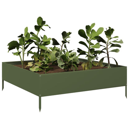 Plantenbak Verhoogd 100X100X33,5 Cm Olijf Groen