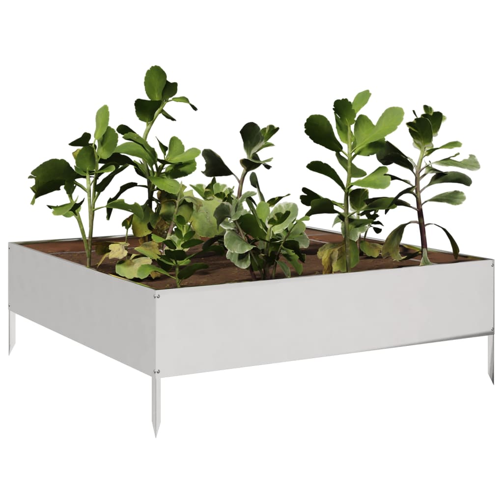 Plantenbak Verhoogd 100X100X33,5 Cm Roestvrijstaal Zilver