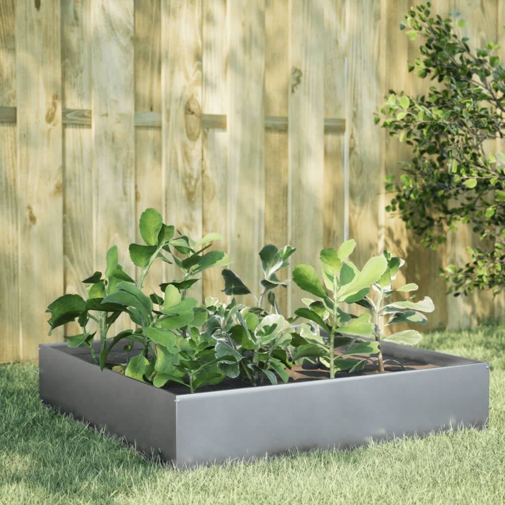 Plantenbak Verhoogd 100X100X33,5 Cm Roestvrijstaal Zilver