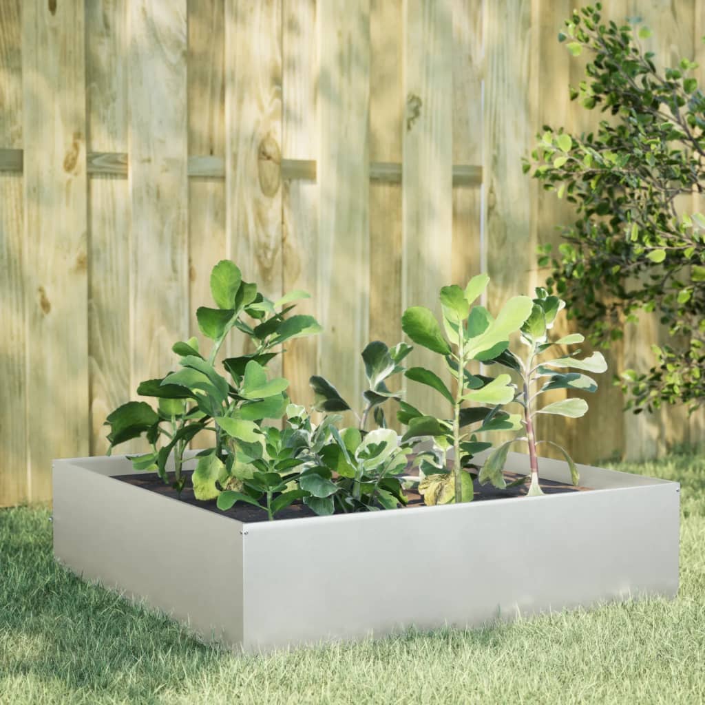 Plantenbak Verhoogd 100X100X33,5 Cm Roestvrijstaal Zilver