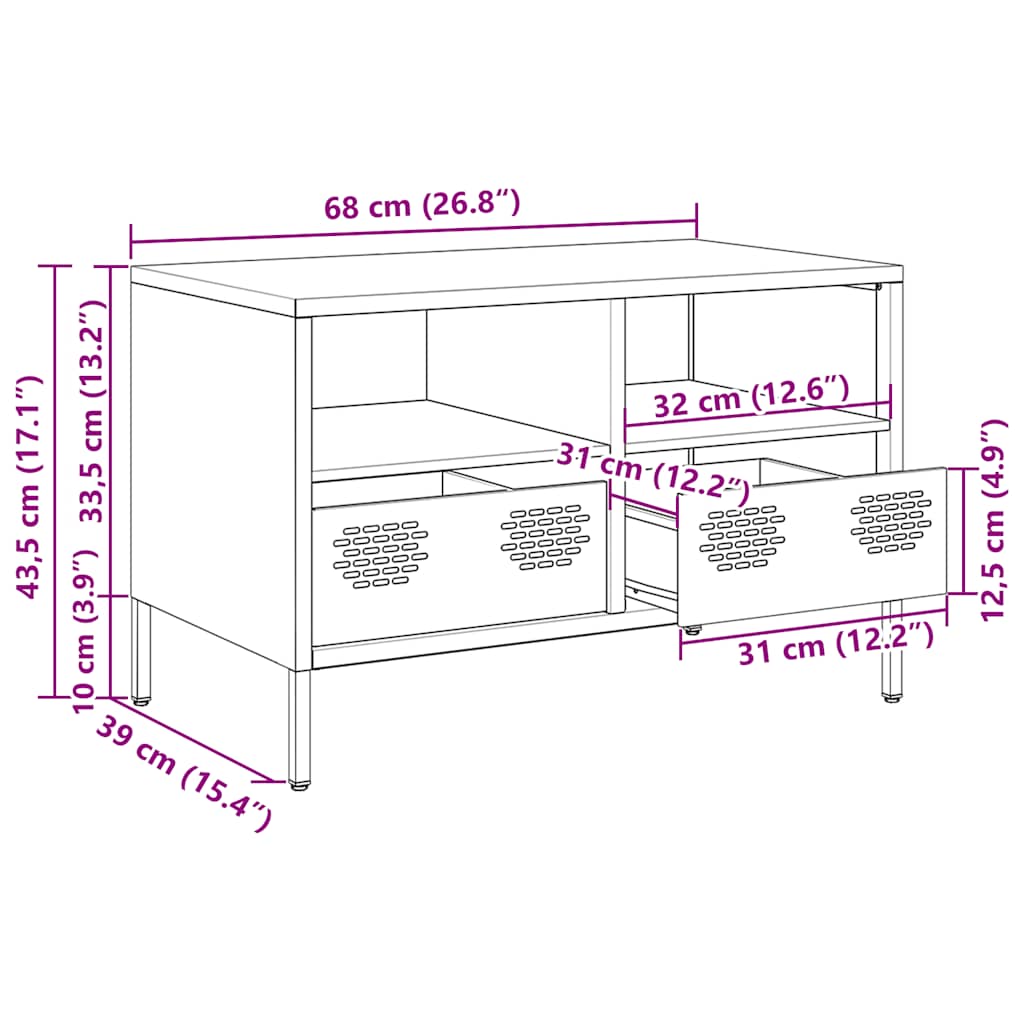 Tv-Meubel 68X39X43,5 Cm Koudgewalst Staal