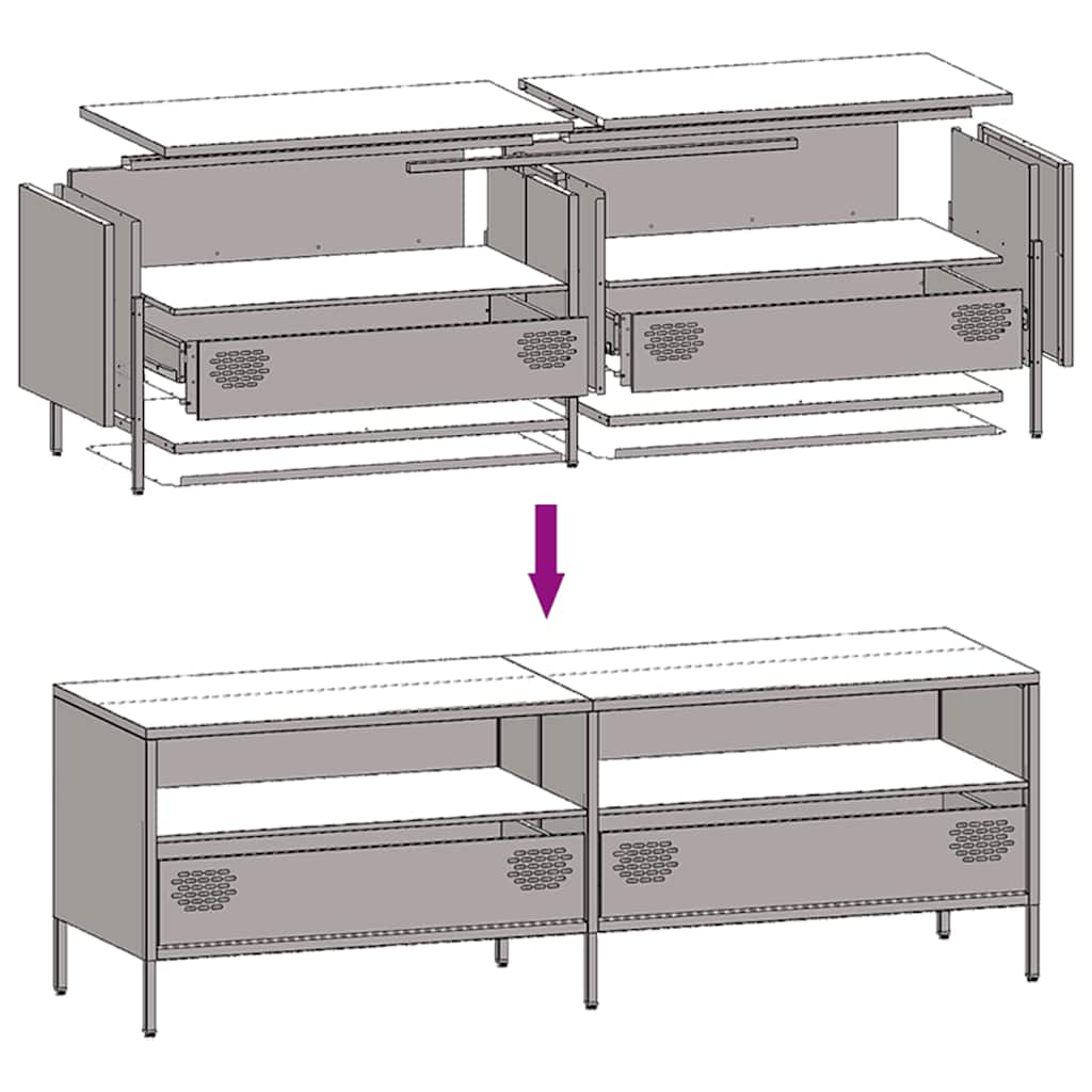 Tv-Meubel 135X39X43,5 Cm Koudgewalst Staal