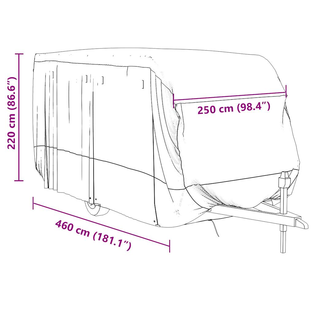 Caravanhoes 460X250X220 Cm Vliesvlies Grijs