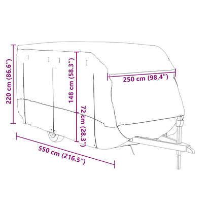 Caravanhoes 550X250X220 Cm Vliesvlies Grijs