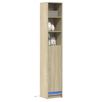 Hoge Kast Met Led 69X32,5X200 Cm Bewerkt Hout