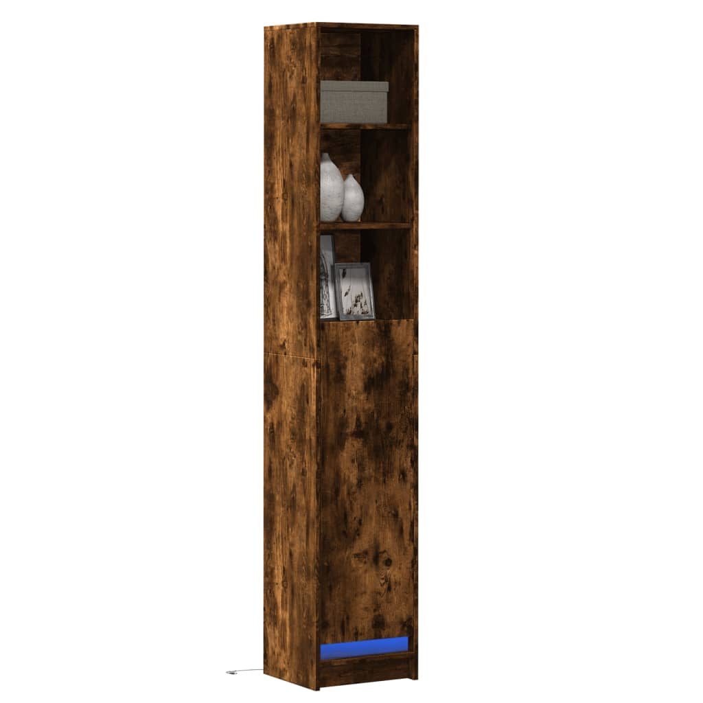 Hoge Kast Met Led 69X32,5X200 Cm Bewerkt Hout