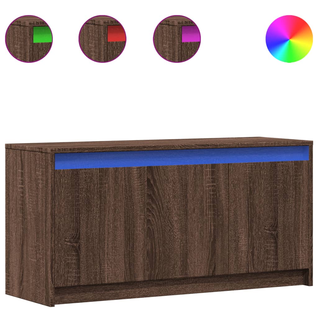 Tv-Meubel Met Led 100X34X50 Cm Bewerkt Hout Ig