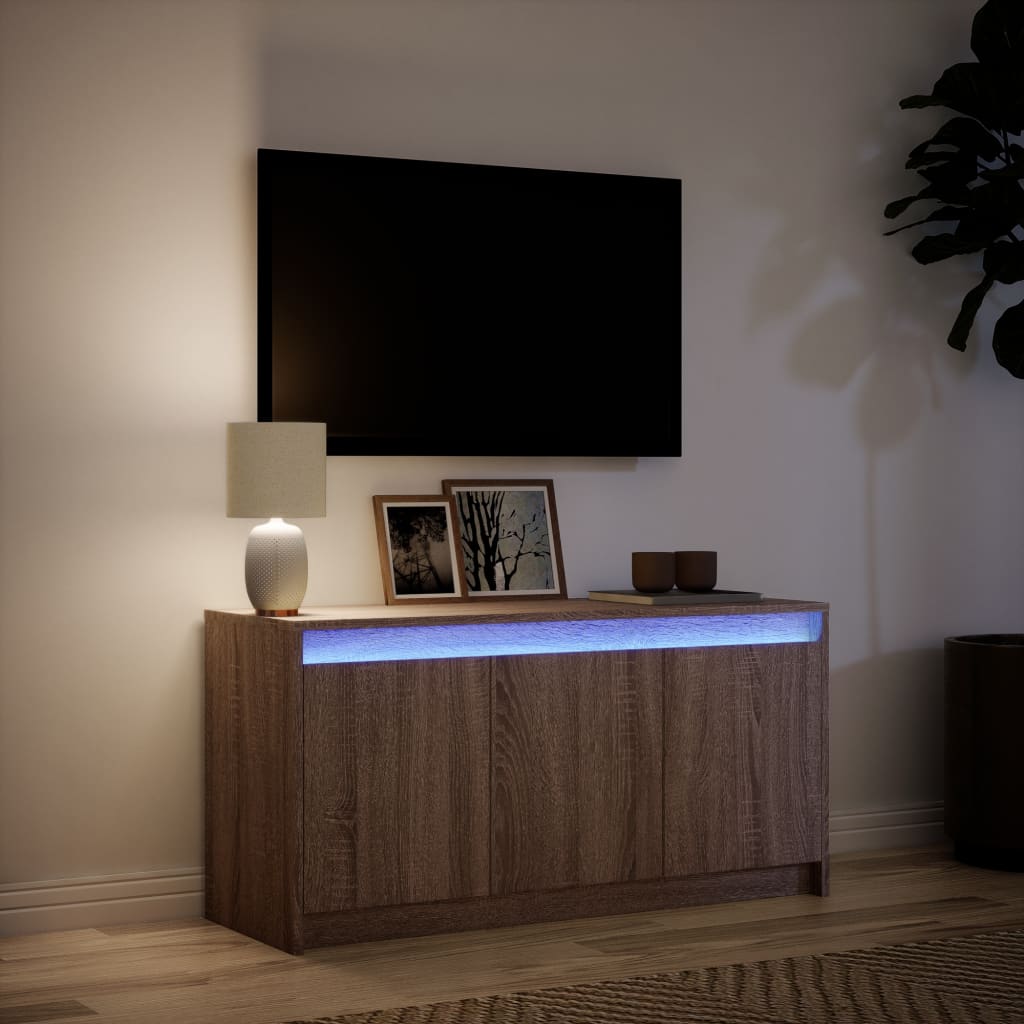 Tv-Meubel Met Led 100X34X50 Cm Bewerkt Hout Ig