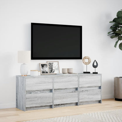 Tv-Meubel Met Led 140X34X50 Cm Bewerkt Hout Eiken