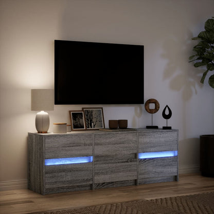 Tv-Meubel Met Led 140X34X50 Cm Bewerkt Hout Eiken