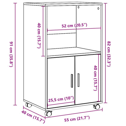 Rolkast 55X40X91 Cm Bewerkt Hout Kleurig