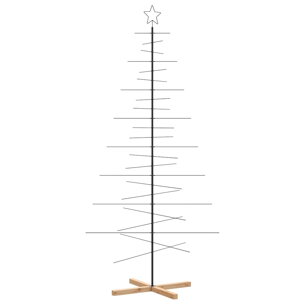 Kerstdecoratie Kerstboom Met Houten Basis Metaal Zwart