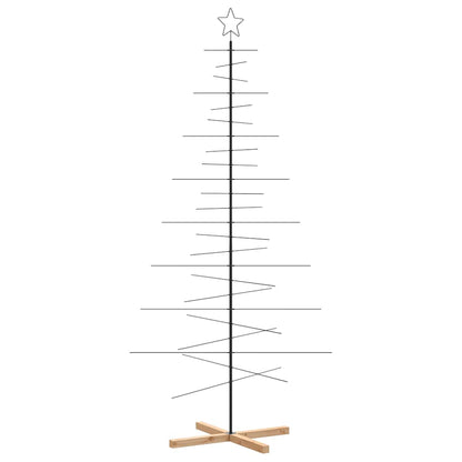 Kerstdecoratie Kerstboom Met Houten Basis Metaal Zwart