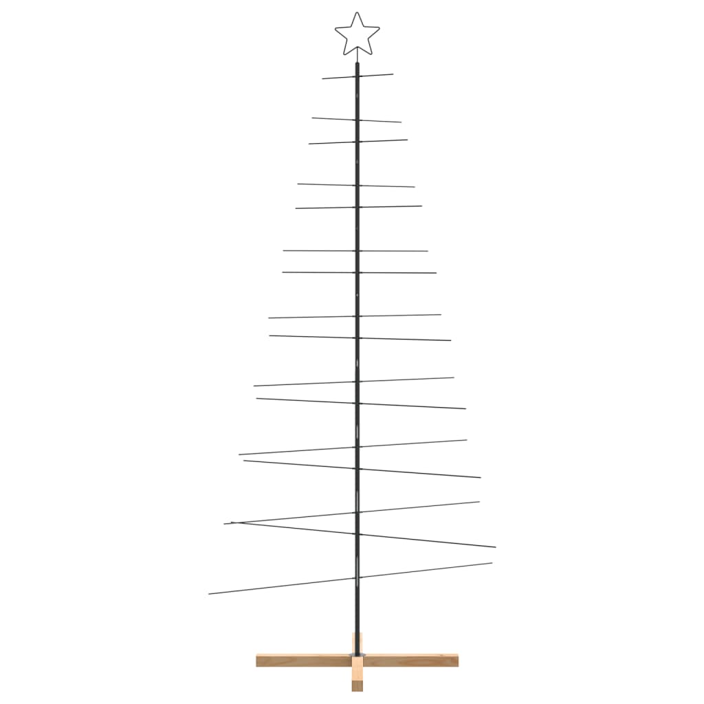 Kerstdecoratie Kerstboom Met Houten Basis Metaal Zwart