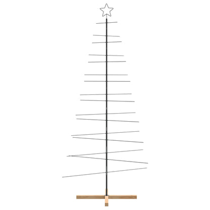 Kerstdecoratie Kerstboom Met Houten Basis Metaal Zwart