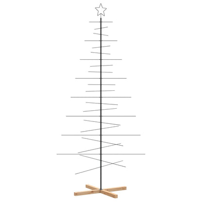 Kerstdecoratie Kerstboom Met Houten Basis Metaal Zwart