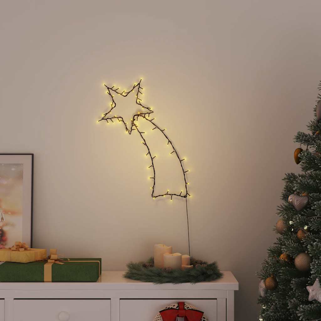 Kerstverlichting Vallende Ster Silhouet 80 Leds Warm Wit Zwart