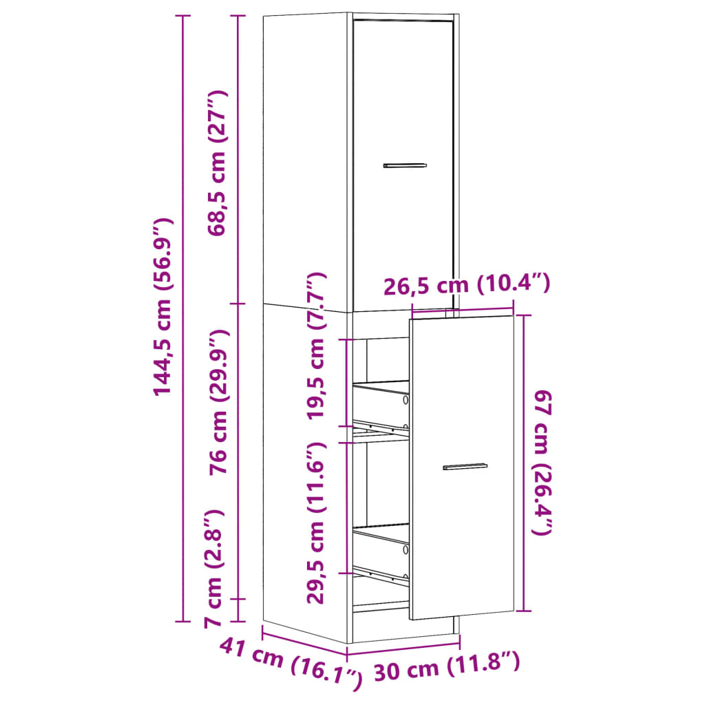 Apothekerskast 30X41X144,5 Cm Bewerkt Hout