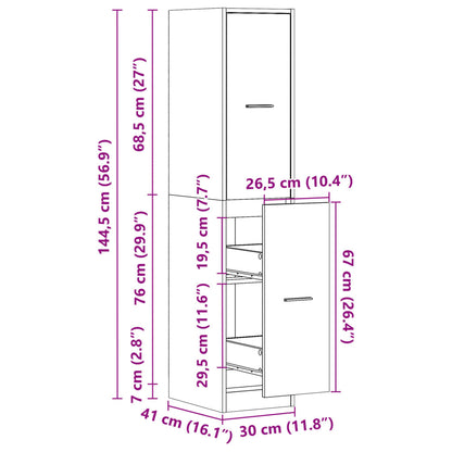 Apothekerskast 30X41X144,5 Cm Bewerkt Hout