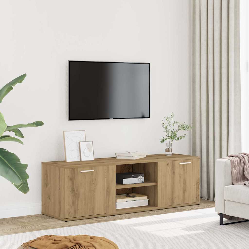 Tv-Meubel 120X34X37 Cm Bewerkt Hout Artisanaal Eikenkleur