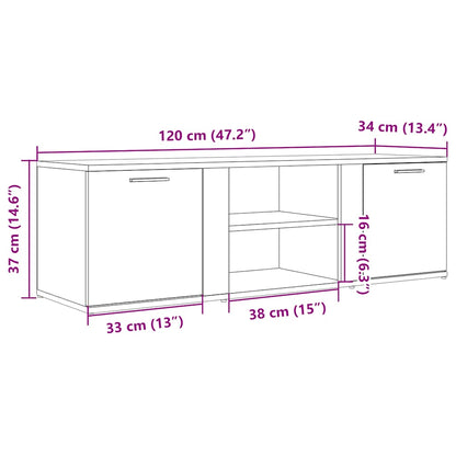 Tv-Meubel 120X34X37 Cm Bewerkt Hout Artisanaal Eikenkleur