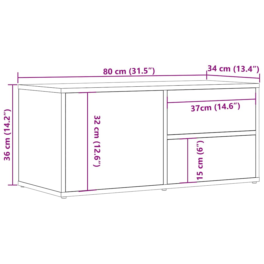 Tv-Meubel 80X34X35,5 Cm Bewerkt Hout Kleurig