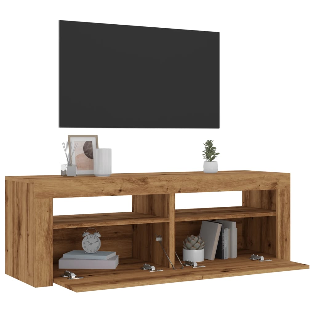 Tv-Meubel Met Led 120X35X40 Cm Bewerkt Hout