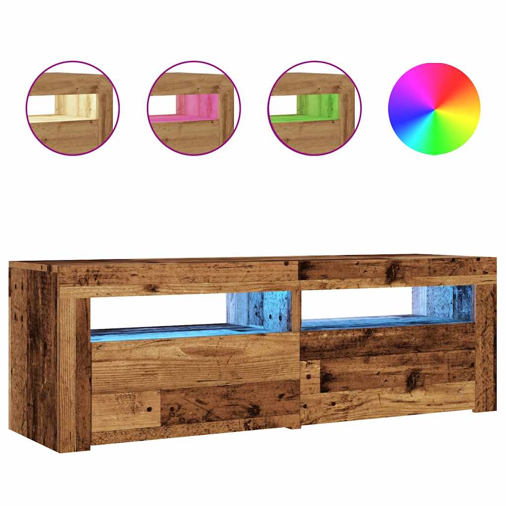 Tv-Meubel Met Led 120X35X40 Cm Bewerkt Hout