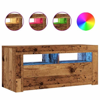 Tv-Meubel Met Led 90X35X40 Cm Bewerkt Hout