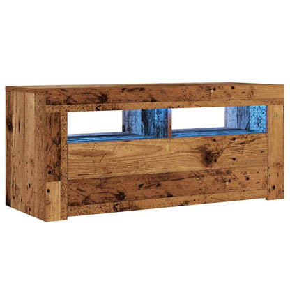 Tv-Meubel Met Led 90X35X40 Cm Bewerkt Hout