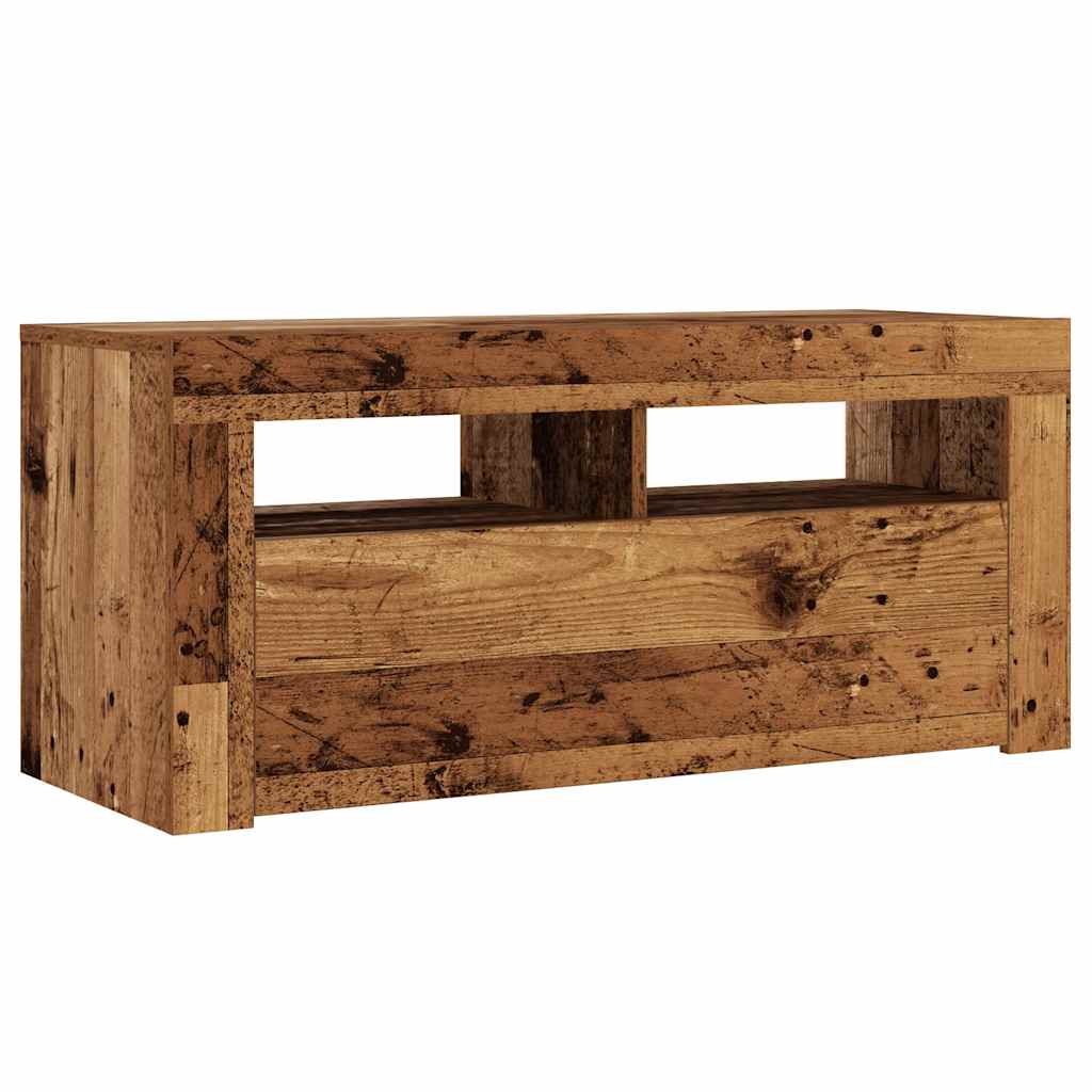 Tv-Meubel Met Led 90X35X40 Cm Bewerkt Hout