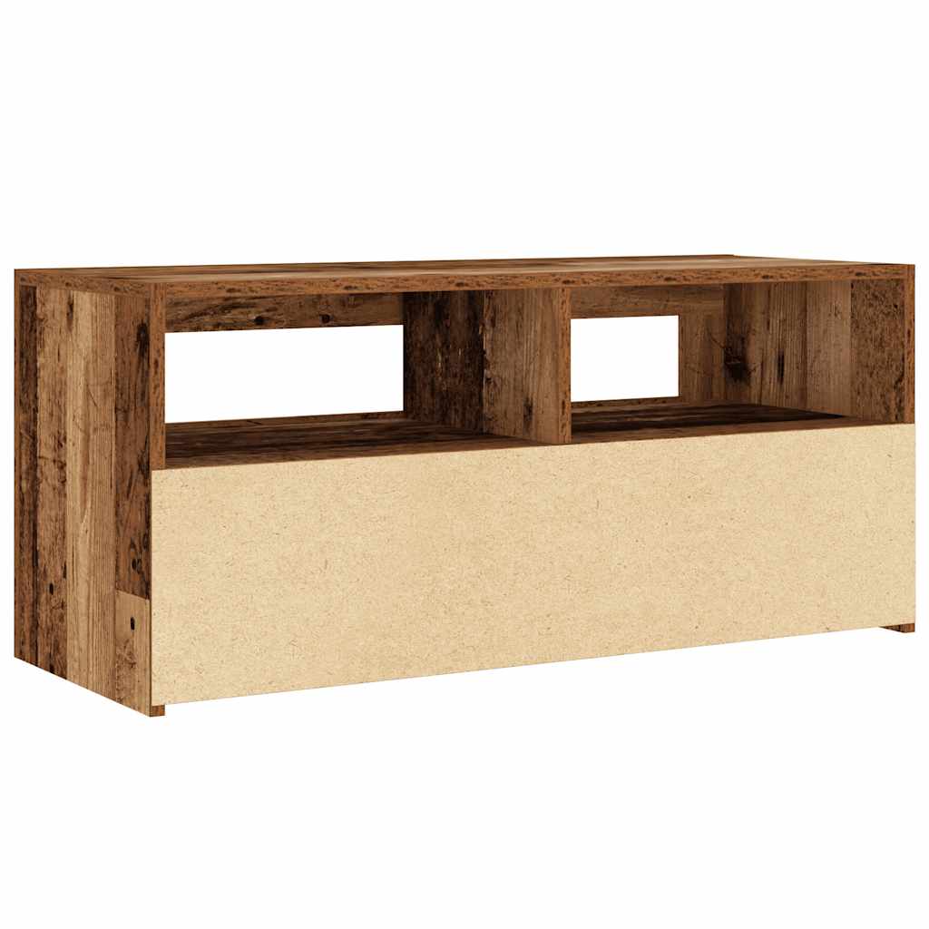 Tv-Meubel Met Led 90X35X40 Cm Bewerkt Hout