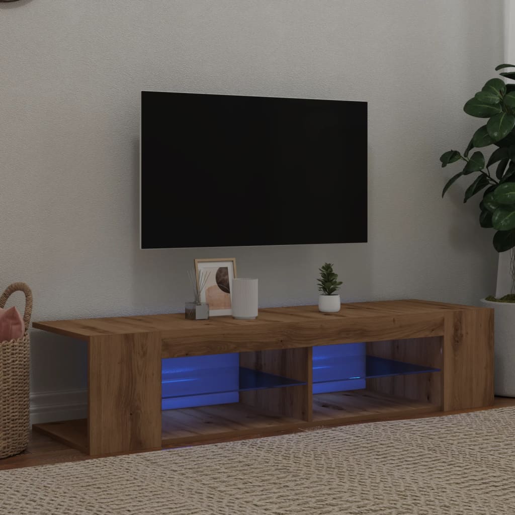 Tv-Meubel Met Led 135X39X30 Cm Bewerkt Hout