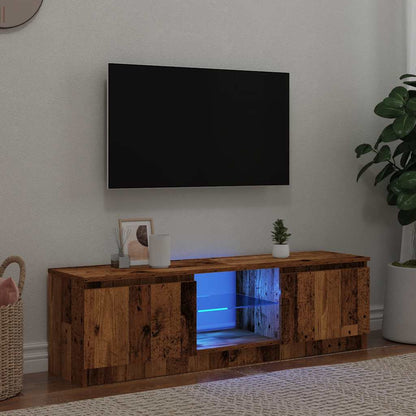 Tv-Meubel Met Led Bewerkt Hout Artisanaal Eiken