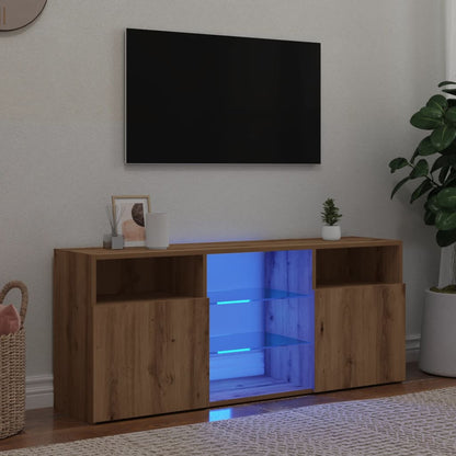 Tv-Meubel Met Led 120X30X50 Cm Bewerkt Hout