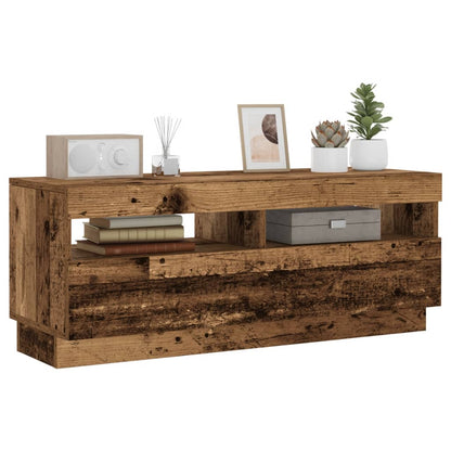 Tv-Meubel Met Led 100X35X40 Cm Bewerkt Hout Artisanaal Eiken