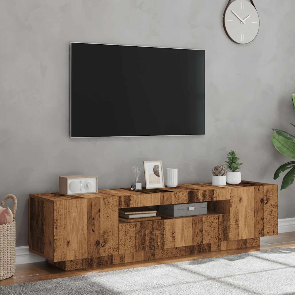 Tv-Meubel Met Led 160X35X40 Cm Bewerkt Hout