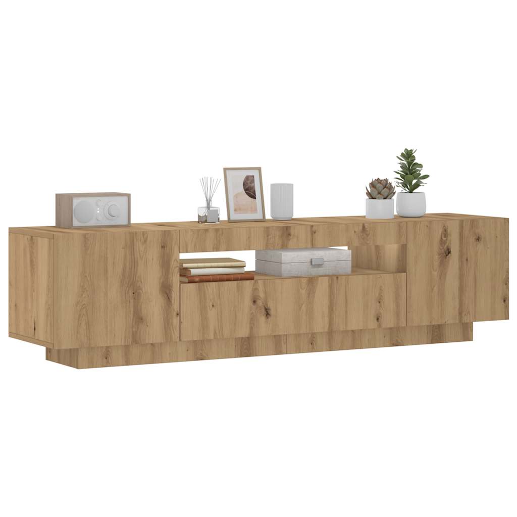 Tv-Meubel Met Led 160X35X40 Cm Bewerkt Hout