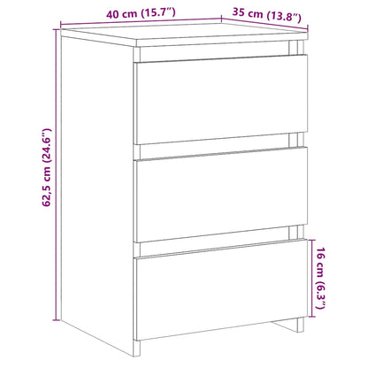 Nachtkastje 40X35X62,5 Cm Bewerkt Hout Kleurig