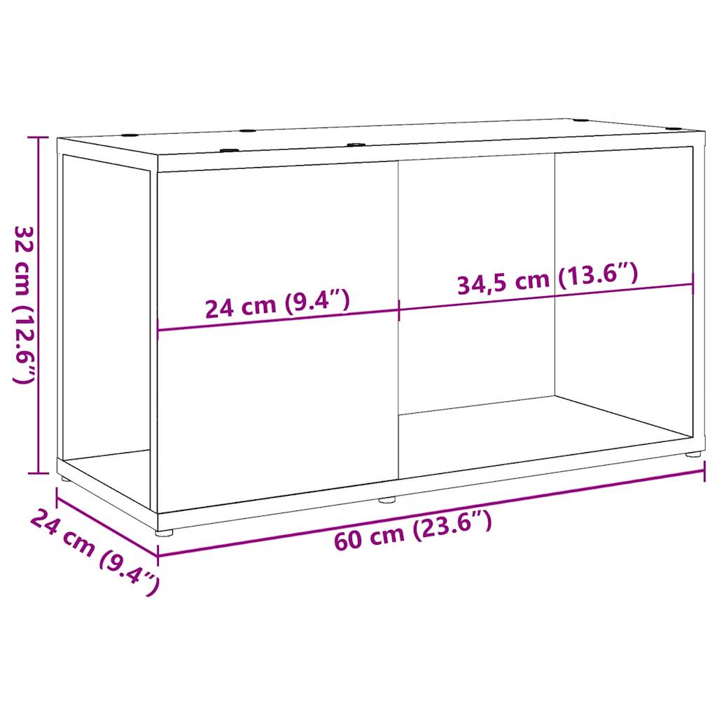 Tv-Meubel 60X24X32 Cm Bewerkt Hout Kleurig