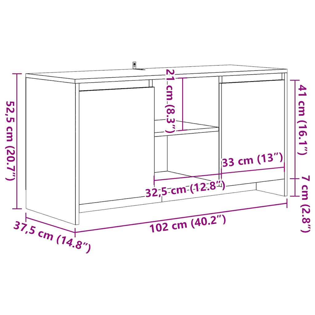 Tv-Meubel 102X37,5X52,5 Cm Bewerkt Hout Kleurig