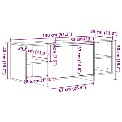 Tv-Meubel 130X35X50 Cm Bewerkt Hout Kleurig