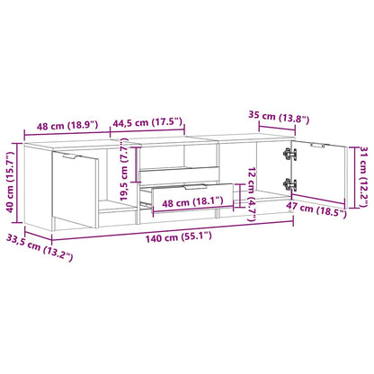 Tv-Meubel 140X35X40 Cm Bewerkt Hout Kleurig