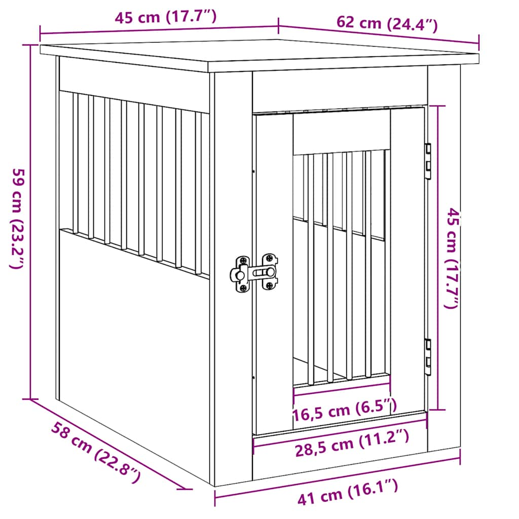 Hondenhok 45X62X59 Cm Bewerkt Hout Betongrijs