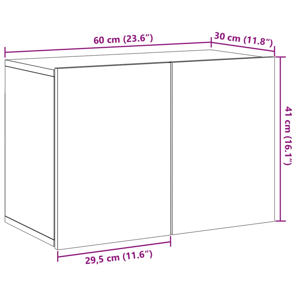 Tv-Meubel Wandgemonteerd 60X30X41 Cm Artisanaal Eikenkleurig