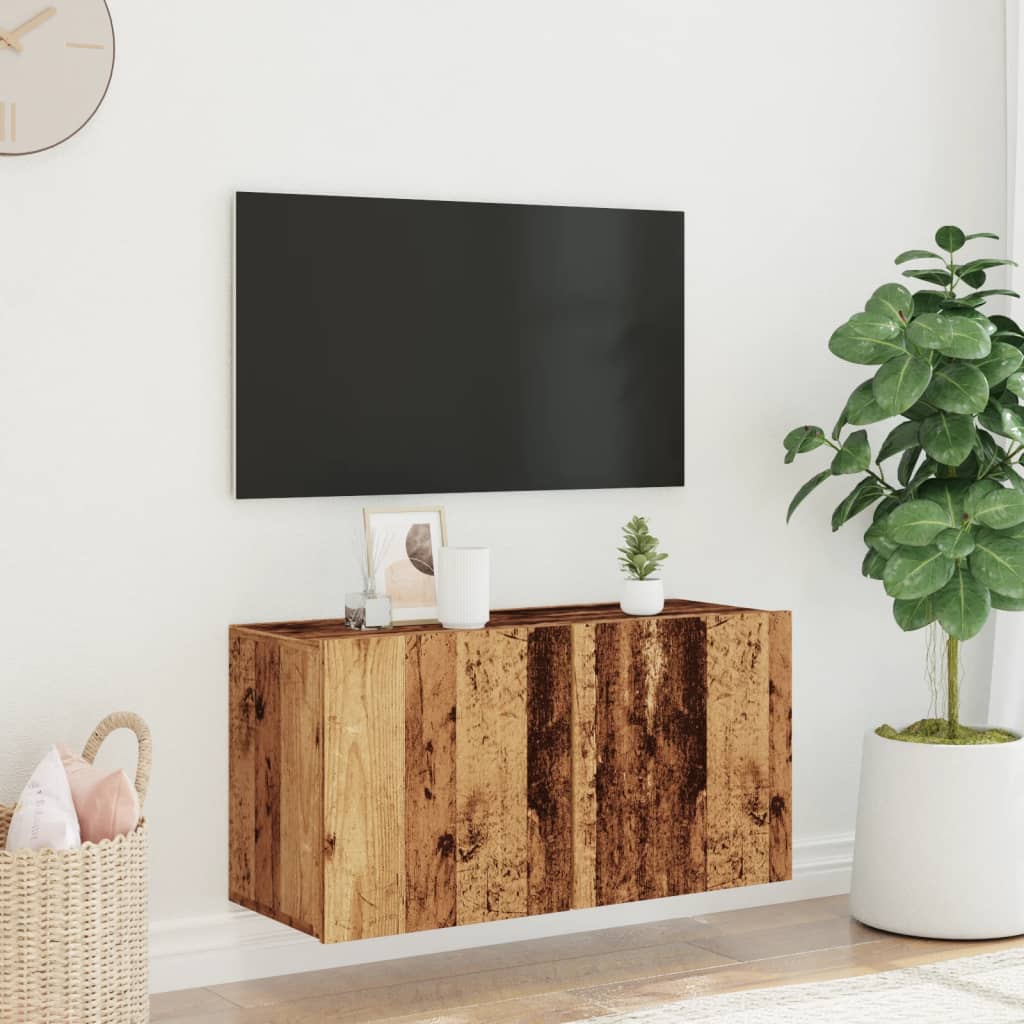 Tv-Meubel Wandgemonteerd 80X30X41 Cm Oud Houtkleurig