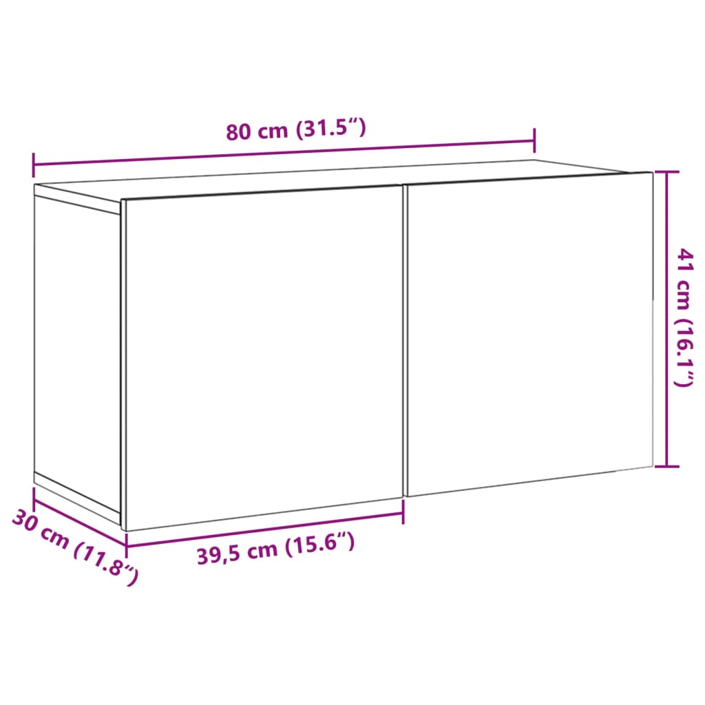 Tv-Meubel Wandgemonteerd 80X30X41 Cm Oud Houtkleurig